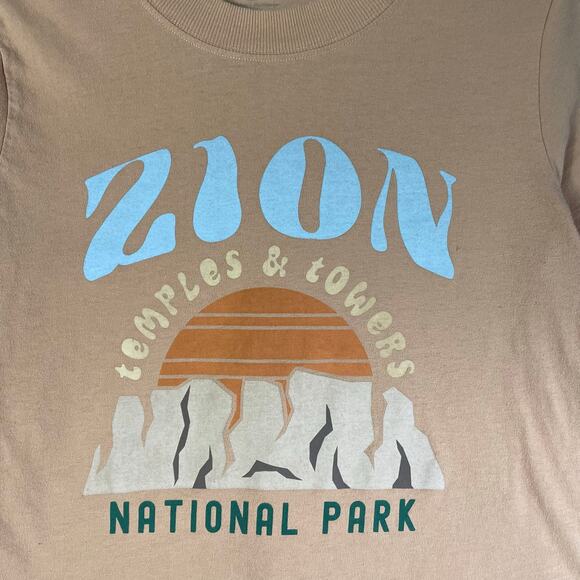 Zion National Park Shirt Temples & Towers Graphic Tee‎ Tan Large - Picture 3 of 5